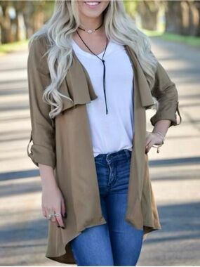 Trendy Draped Open Front Cardigan